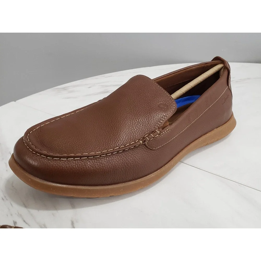 NEW NO BOX - Size 11.5 WIDE CLARKS Men's Flexway Step Light‎ Brown Leather 76954